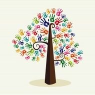 Diversity tree hands illustration N7