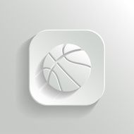 Basketball icon - vector white app button N2