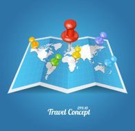 Vectior World Map with color geo location pins N2