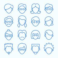Simple Line Faces Icons Set
