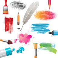 Drawing tools and banners painted by them