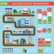 Modern flat city background infographics with text fields N7