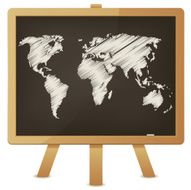 World Map On Classroom Blackboard