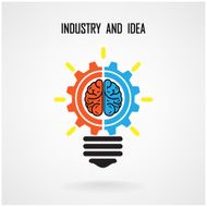 Creative light bulb concept and brain sign on background