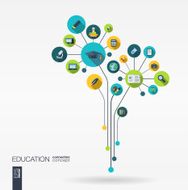 Abstract education background with lines connected circles integrated flat icons N2