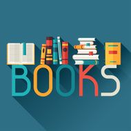 Education background with books in flat design style N6