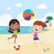 Girl playing beach ball N2
