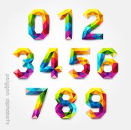 Polygon number alphabet colorful font style N3