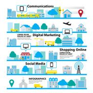 communication of social in cityscape background