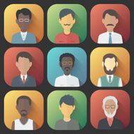 Icons Set of Persons Male Different Ethnic N4