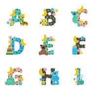 alphabet baby from A to I - vector illustration N2