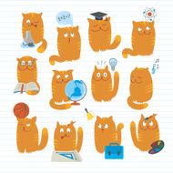 Cute Cats Studing School Subjects