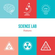 Flat line icons set of chemistry symbols and objects N6