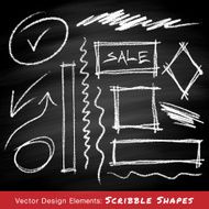 Scribble shapes hand drawn in chalk on chalkboard background N2