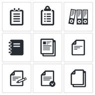 Notepad paper documents Icons set vector N2