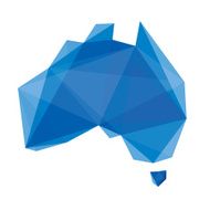 blue abstract map of Australia in origami style