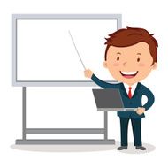 Businessman Pointing at Presentation Board