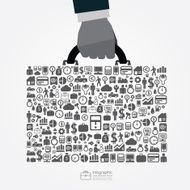 infographic Template with businessman hand hold business bag N2