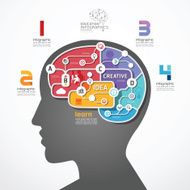 infographic Template brain social line link concept illustration