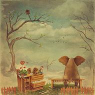Elephant on a bench in the sky N2