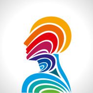 human head thinking making from multicolor