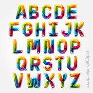 Polygon alphabet colorful font style N2