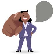 Fat Businesswoman smiling and pointing at you N2