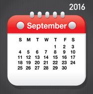 September 2016 Generic printable calendar design template layout N2