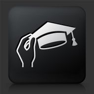 Black Square Button with Graduation Icon N2