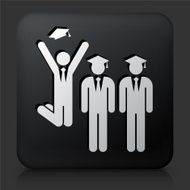 Black Square Button with Graduation Icon N3