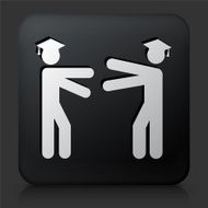 Black Square Button with Graduation Icon N4