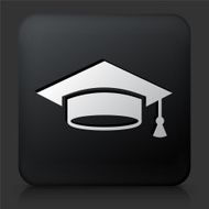 Black Square Button with Graduation Icon N6