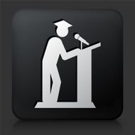 Black Square Button with Graduation Icon N7