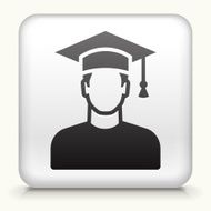 Square Button with Graduating man Face