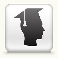 Square Button with Graduation Face &amp; Hat