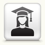 Square Button with Graduating woman Face