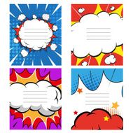 Set of 4 comics book design element Vector illustration