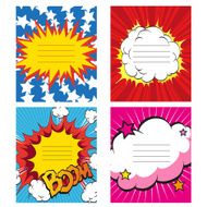 Set of 4 comics book design element Vector illustration N2