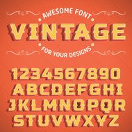 Vector Vintage 3D Font with shadow