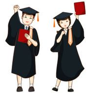 boy and girl graduate from high school vector