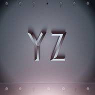 Vector Metal Embossed Font from Y to Z