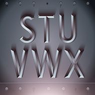 Vector Metal Embossed Font from S to X