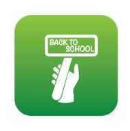 Back to school on green button background clean vector