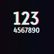Vector Digits with TV Stereo Effect