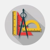 Compass and rulers icons on gray background