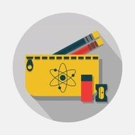 Pencil case icon on gray background N2