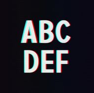 Vector Font with TV Stereo Effect From A to F