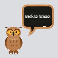 funny owl with school board N5