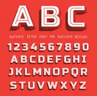 Vector Retro 3D Font with shadow N2