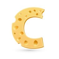 Cheese C letter Symbol isolated on white